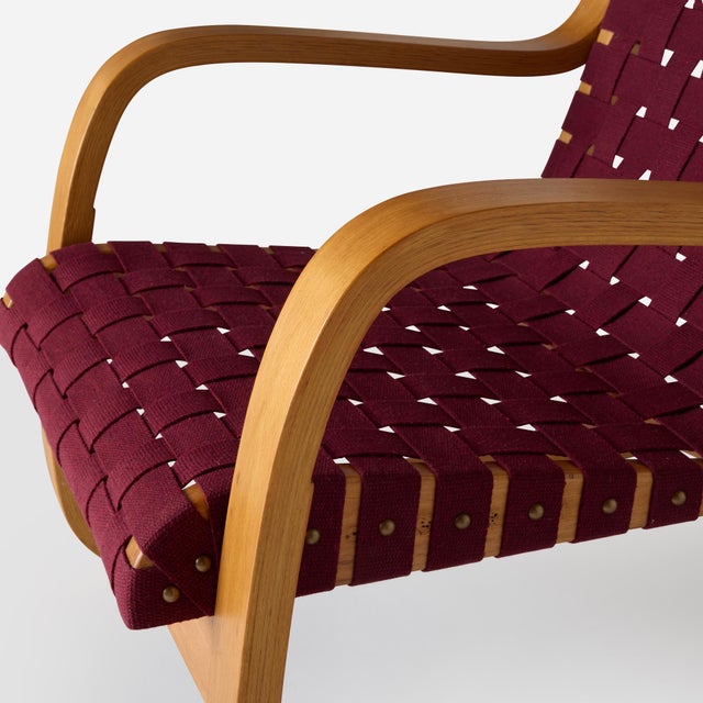 Burgundy 1940s Webbed Lounge Chair by Alvar Aalto For Sale - Image 8 of 12