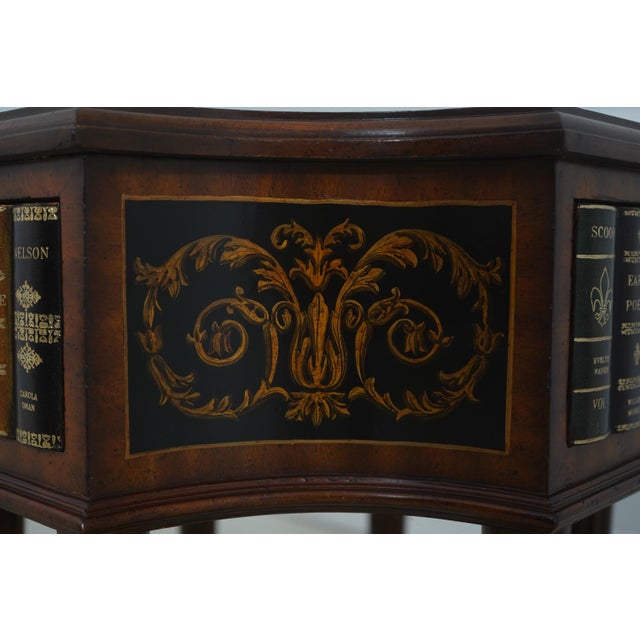Maitland Smith Leather Top Mahogany Occasional Faux Book Table For Sale - Image 10 of 18