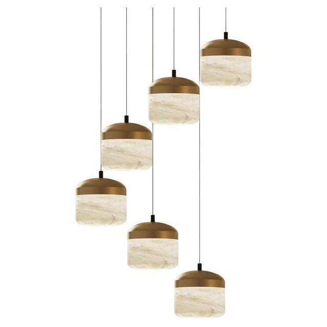 Copper 6 Pendant Lamp by United Alabaster For Sale - Image 10 of 10
