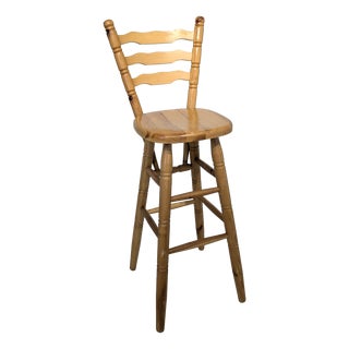 Pine Bar Stool with Backrest For Sale