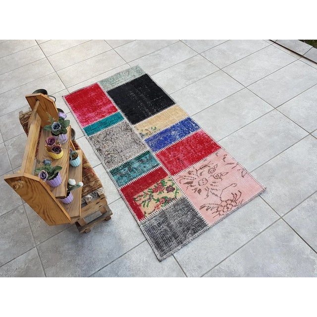 Blue Vintage Anatolian Oushak Runner For Sale - Image 8 of 10