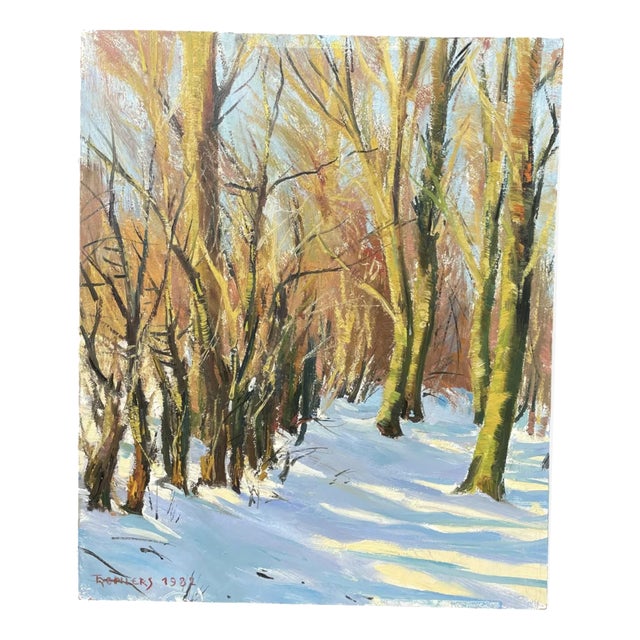 Peinture Paysage De Tony Reniers, 1982, Medium-Density Fibreboard (Mdf) For Sale