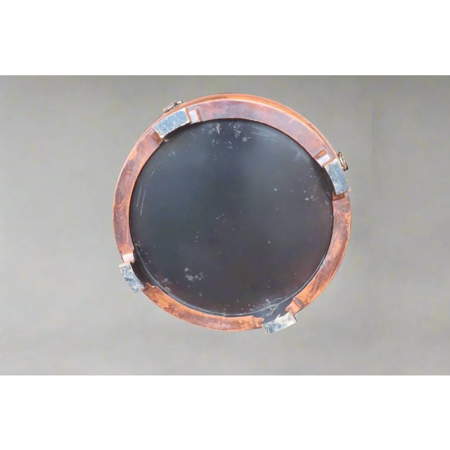 Chinese Qing Red and Brown Coromandel Sake Barrel Drum Table and Stools and Brass Ring Handles For Sale - Image 12 of 12