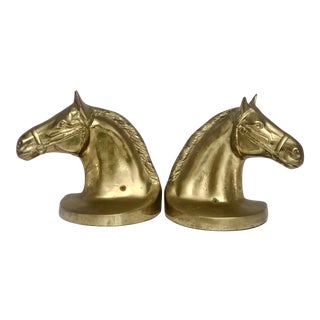Vintage Brass Horse Bookends - a Pair For Sale