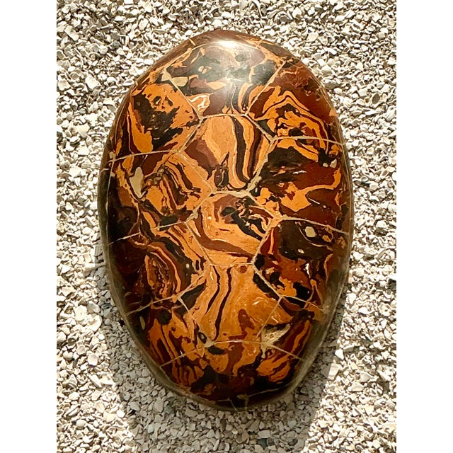 Vintage Boho Artisinal Pigmented Plaster Scagliola Turtle Shell For Sale - Image 9 of 9