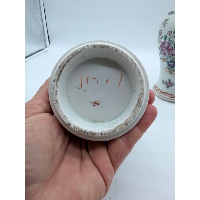 Antique Chinese Export Armorial Famille Rose Porcelain Urns, Qianlong Period, Circa 1790–1810, Pair For Sale - Image 15 of 18