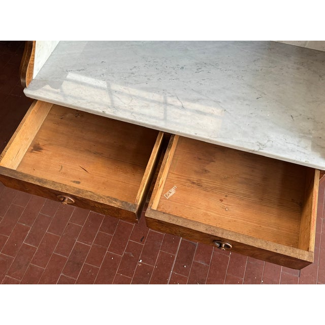 Vintage Chest of Drawers in Walnut with Marble Top, 1930s For Sale - Image 6 of 14