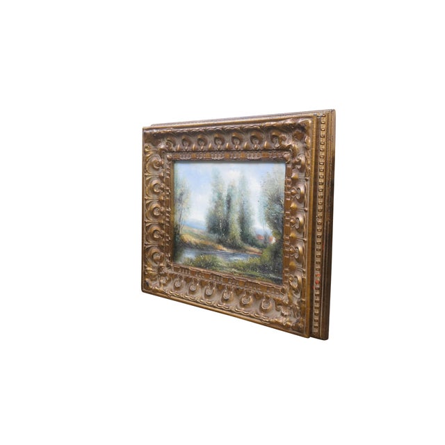 Traditional Late 20th Century Klausman Impressionist Cottage River Trees Landscape Oil Painting 24" For Sale - Image 3 of 10