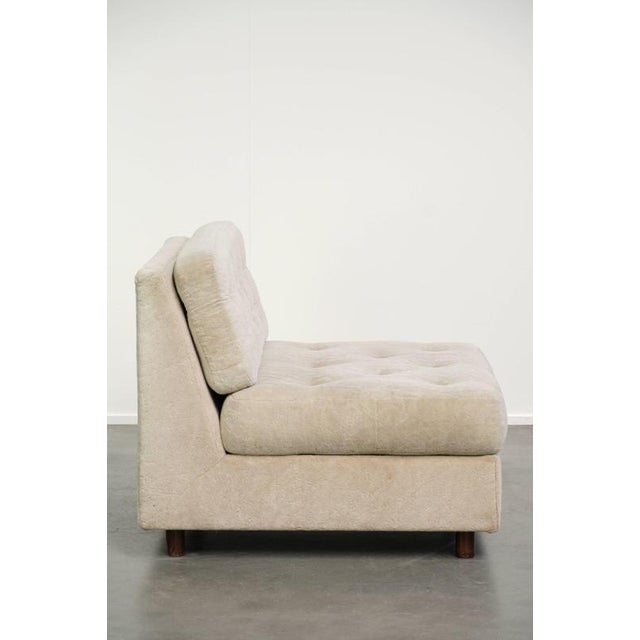 Vintage Beige Fabric Armchair For Sale - Image 3 of 10