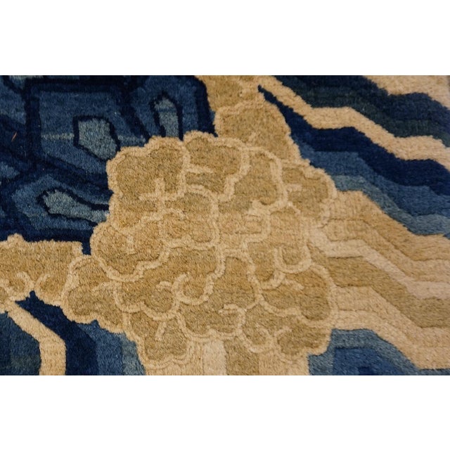 Beige 1890s Ivory Blue Tan Antique Chinese Peking Dragon Carpet 8' X 9'8" Wool Rug For Sale - Image 8 of 14