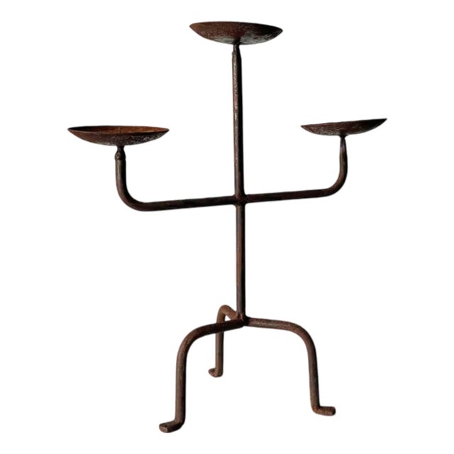 Mid-Century Modernist Candelabra in Wrought Iron, France, 1950s For Sale