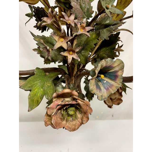 Metal Vintage Italian Tole Floral Bouquet Chandelier For Sale - Image 7 of 12