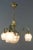 Art Deco French Brass & Frosted Glass 4-Light Chandelier, 1920s For Sale - Image 3 of 18