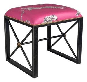 Scalamandre Maison by Port 68 Medallion Black with Leaping Cheetah Bubblegum Single Bench