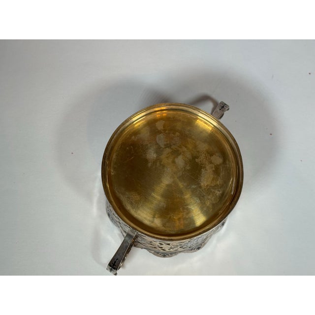 Vintage Kubachi 875 Silver Gilt Niello Openwork Sugar Candy Bowl For Sale - Image 4 of 10