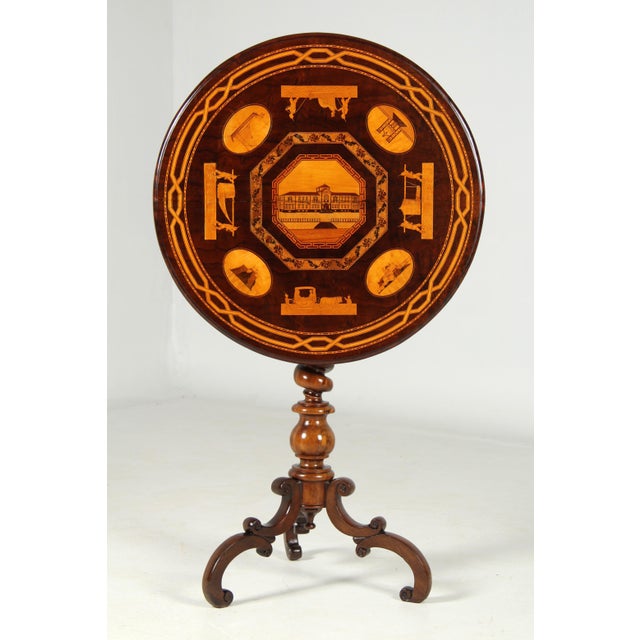 Antique Decorative Side Table with Intricate Marquetry England Rosewood, maple Mid-19th century Dimensions: H x D: 75 x 65...