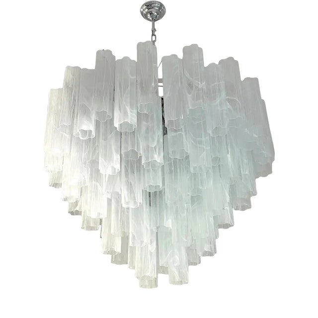 Large Venetian White Alabastro Tronchi Murano Glass Chandelier by Simoeng For Sale - Image 9 of 9
