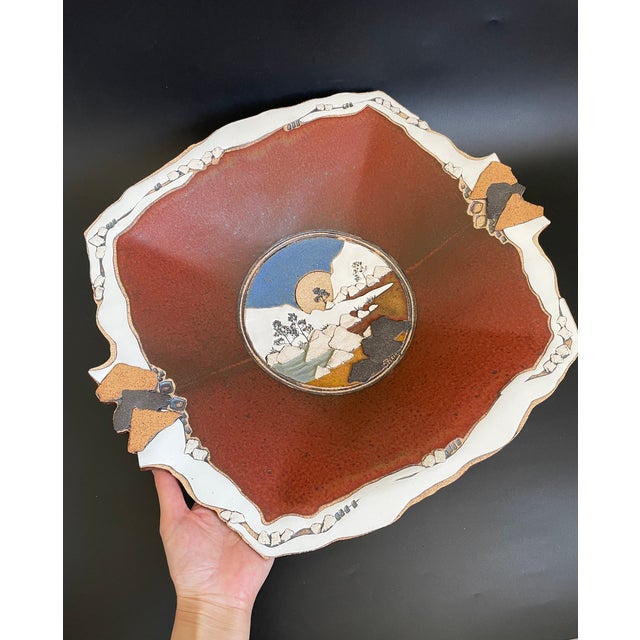 Rick Schlag 1984 Studio Art Pottery Southwest Landscape Plate - Platter For Sale - Image 11 of 11