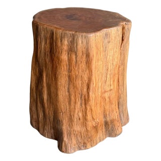 Side Table Solid Lychee Wood Natural Finish Modern Organic For Sale