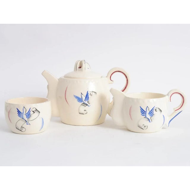 French Ceramic Liberation Tea Set from J. Pobery, 1940s, Set of 3 For Sale - Image 6 of 6