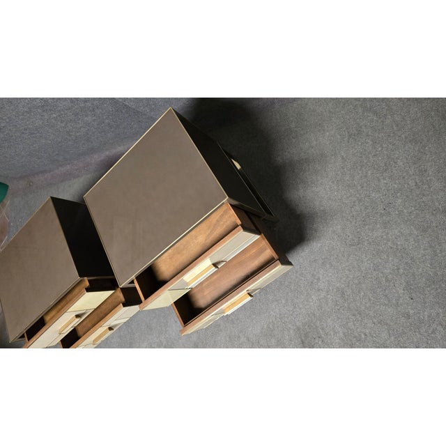 Bedside Table in Walnut and Stone-Effect Glass from Justfurnituress SRL For Sale - Image 4 of 18