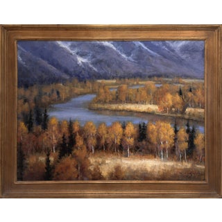 Changing Colors by Seth Winegar | Oil on Panel Autumn River Valley Landscape For Sale
