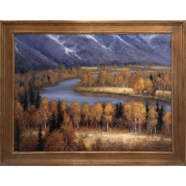 Changing Colors by Seth Winegar | Oil on Panel Autumn River Valley Landscape For Sale