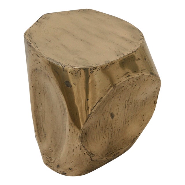 Small Side Table in Brass Resin Over Inox by Atelier Ellery For Sale