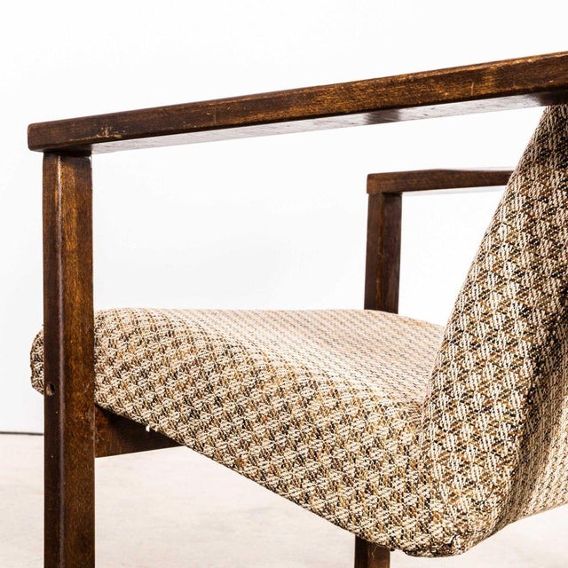 Vintage Lounge Chair with Square Frame and Off-White Diamond Pattern, 1950s For Sale - Image 9 of 11