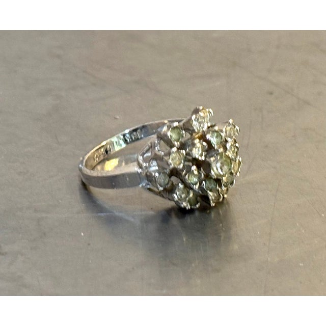 1930s 18k Gold Plated Rhinestone Cluster Cocktail Ring For Sale - Image 5 of 7