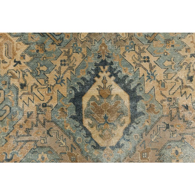 Persian Tabriz Botanic Light Blue, Cream and Rust Handwoven Wool Rug For Sale - Image 4 of 7