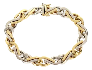 Infinity 14k Two Tone Gold Link Chain Bracelet