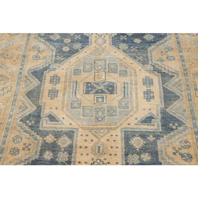 Blue Vintage Persian Hamadan Wool Rug With Geometric Design in Blue For Sale - Image 8 of 8