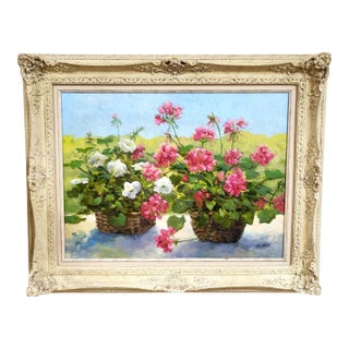 Vintage American 20th C Framed Oil Painting Martha's Vineyard Flowers Still Life For Sale