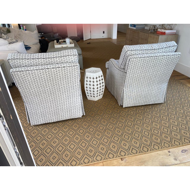 Peter Dunham Kumbh Fabric Custom Upholstered Club Chairs a Pair