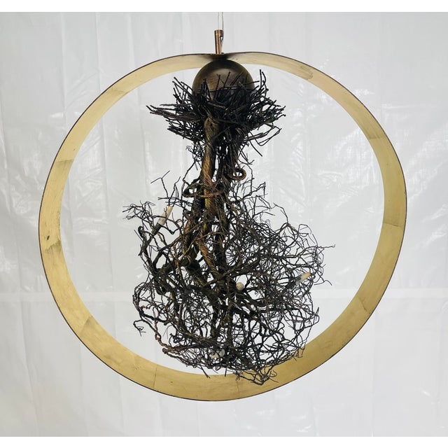 “Roots” Sculptural Pendant Light by F+m Fos, Hand-Twisted Wire, Gold Leaf For Sale In Los Angeles - Image 6 of 18