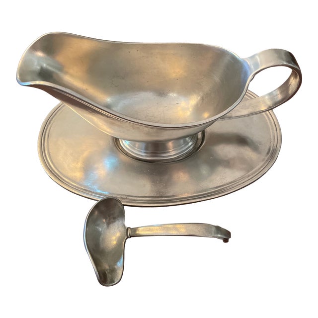 Arte Italica Gravy Bowl With Tray and Ladle - Set of 3 For Sale