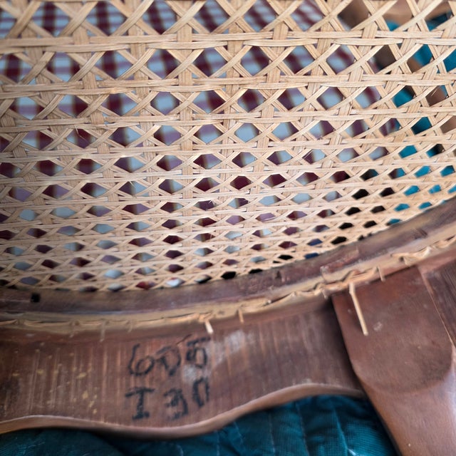 Pair of Italian Louis XV Style Double Cane Back Walnut Dining Chairs With Hand Caning, Made in Italy, Mid-Century For Sale - Image 17 of 18