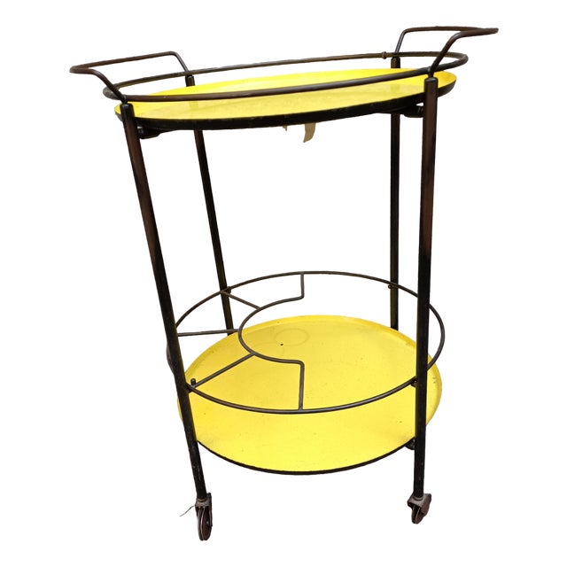 Vintage Trolley in Brass with Bottle Holder, 1950s For Sale