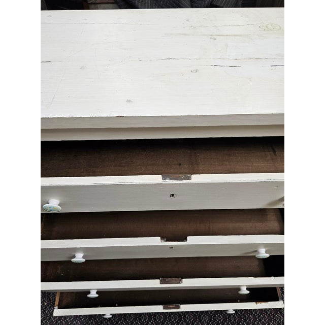 Early-Nineteenth-Century Antique White-Painted Chest Of Drawers With Federal Brass Pulls This exceptional early-...