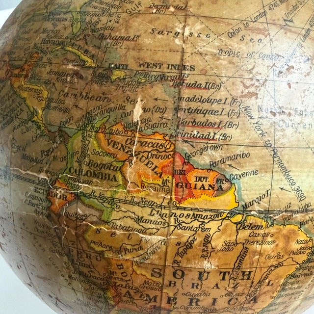 1940s–1950s English Geographia 8-Inch Terrestrial Globe on Turned Red Wood Base For Sale - Image 10 of 12