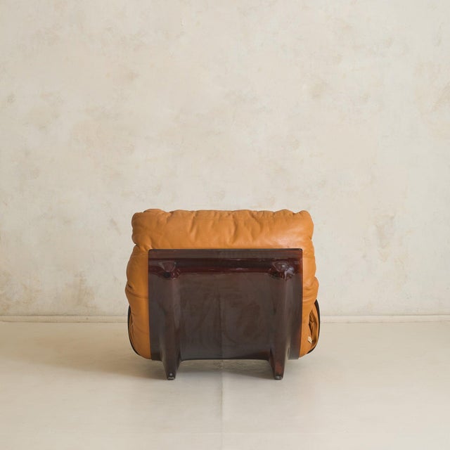 1970s Marsala' Cognac Leather Lounge Chair by Michel Ducaroy for Ligne Roset, 1970s For Sale - Image 5 of 11