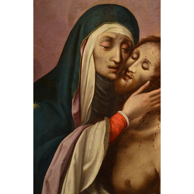 Circle of Scipione Pulzone, Christ & Madonna, 1600, Oil on Canvas For Sale - Image 11 of 18