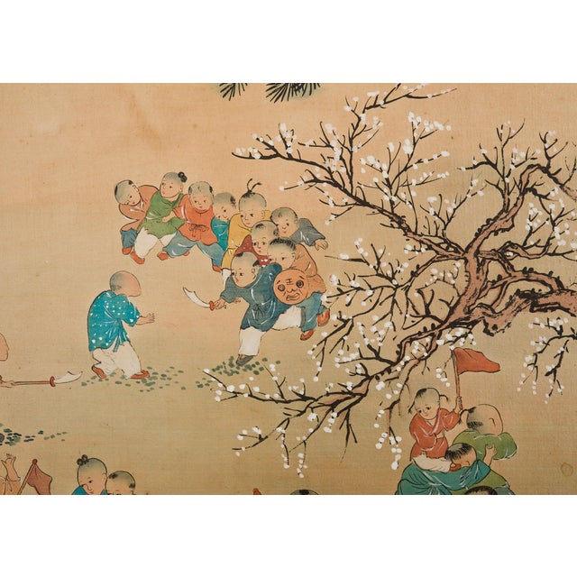Kano School Four Panel Screen One Hundred Boys For Sale - Image 14 of 18