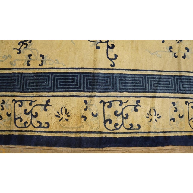 Marvelous Tan and Blue Color With Florid Design Antique Chinese Peking Rug For Sale - Image 4 of 12