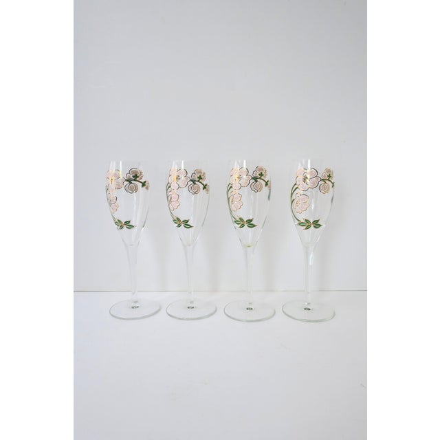 Art Nouveau French Perrier-Jouet Champagne Flutes Glasses, Art Nouveau, Set of 4 For Sale - Image 3 of 11
