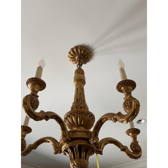 2020s Paul Ferrante Giltwood Five-Light Carved Chandelier For Sale - Image 5 of 6
