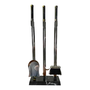 Modern Marble & Chrome Fireplace Tools