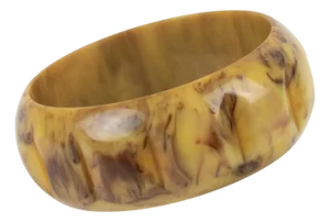 Banana and Chocolate Bakelite Bracelet Bangle with Carving