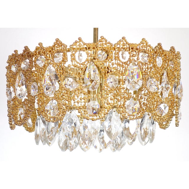 Brass and Lead Crystal Chandelier from Palwa, 1960s, in Very Good conditions. Designed 1960 to 1969 I have official proof...